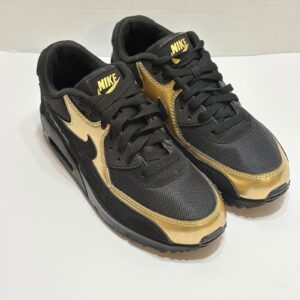 nike air max 90 essential black gold 537384 058 men's athletic sneaker 7.5