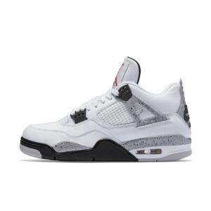 nike mens air jordan 4 retro basketball shoe, us 11 summit white/fire red cement