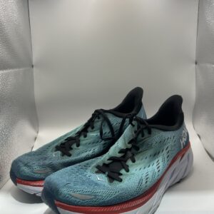 hoka one one clifton 8 real teal blue red white mesh low top sneakers 1119393