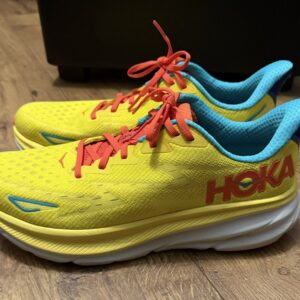 hoka clifton 9 mens yellow orange teal running shoes sneakers 11d 1127895 pfmz