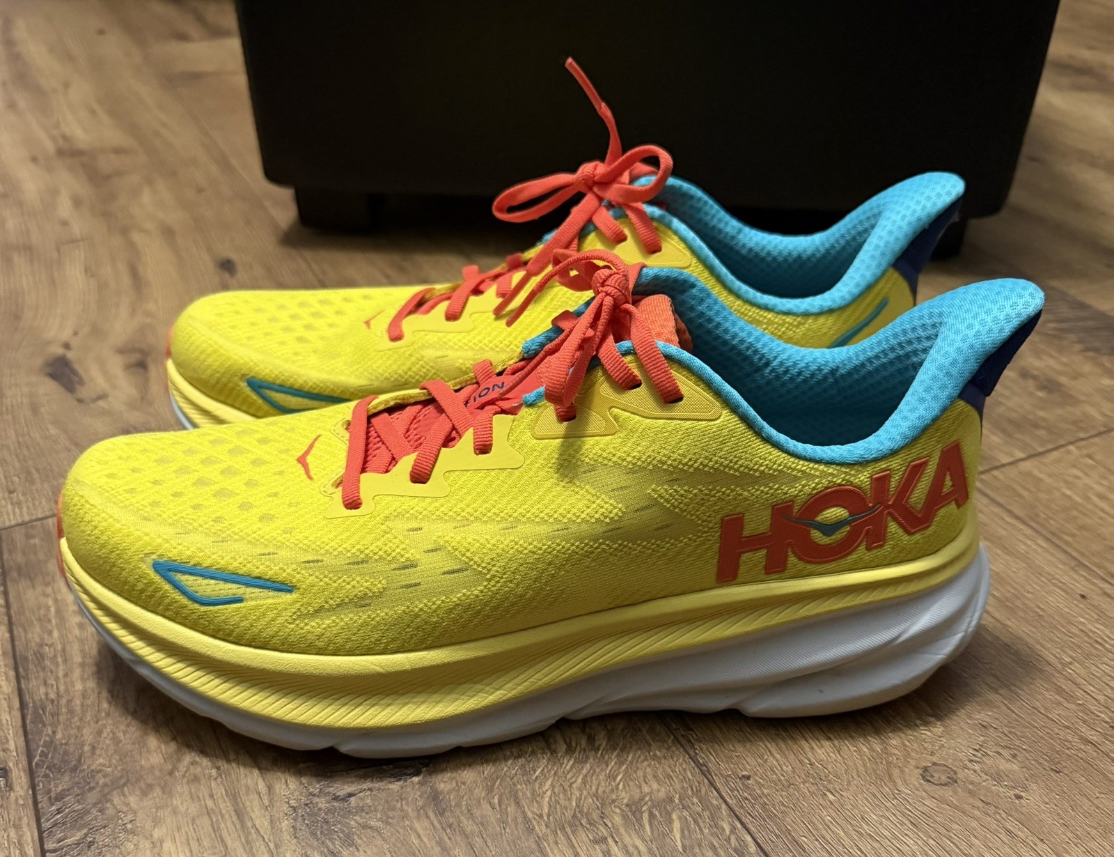 hoka clifton 9 mens yellow orange teal running shoes sneakers 11d 1127895 pfmz hoka clifton 9 mens yellow orange teal running shoes sneakers 11d 1127895 pfmz