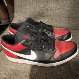 jordan air jordan 1 low bred toe alternate black red white 553558 066 leather