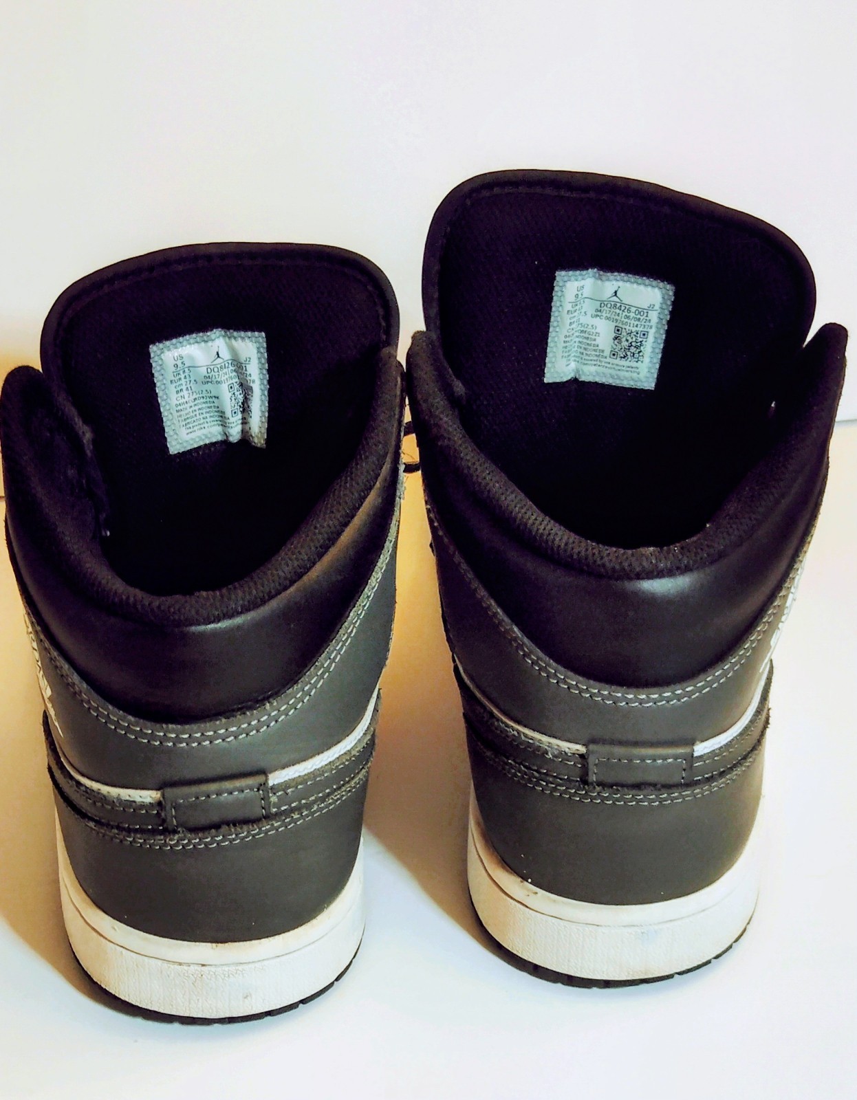 men's size 9.5 jordan 1 retro og high black and grey men's size 9.5 jordan 1 retro og high black and grey