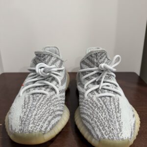 adidas yeezy boost 350 v2 blue tint primeknit lace up striped sneakers