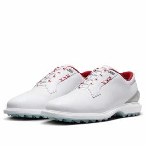 nike air jordan adg 5 golf cleats wide white silver red men's size 12 fq7874 101