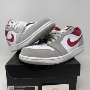 nike air jordan 1 low se smoke grey gym red size 9.5 authentic used rare aj1