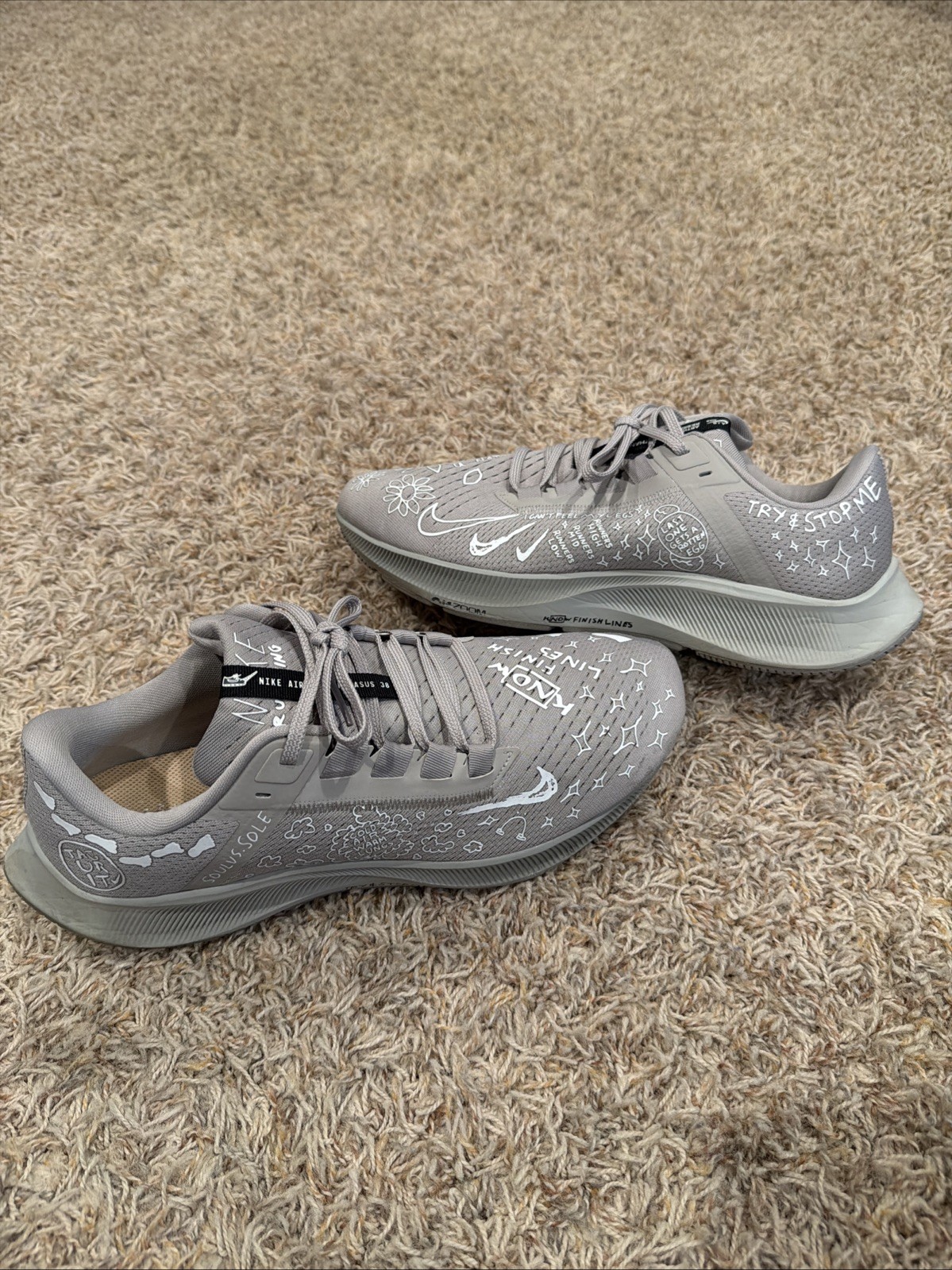 nike air zoom pegasus 38 “nathan bell” running shoes #dm1610 001 gray mens sz 10 nike air zoom pegasus 38 “nathan bell” running shoes #dm1610 001 gray mens sz 10
