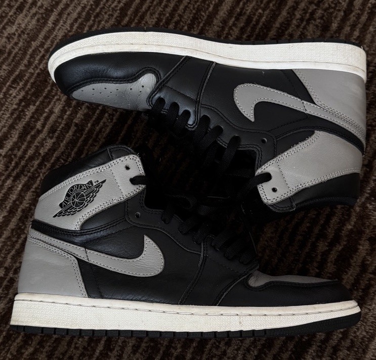 jordan air jordan 1 retro high og shadow 555088 013 black/gray leather men jordan air jordan 1 retro high og shadow 555088 013 black/gray leather men