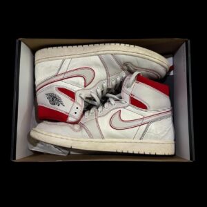 nike air jordan 1 retro high og phantom sail/red leather high top 555088 160