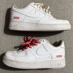 nike air force 1 supreme sneakers box logo men's 6.5 women's 8 cu9225 100 white