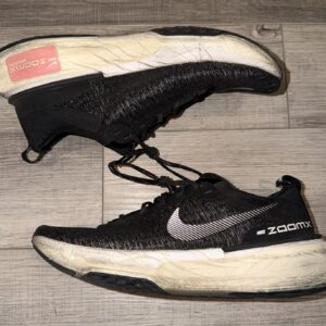 nike zoomx invincible run flyknit 3 black white size 11.5 zoom x running walking