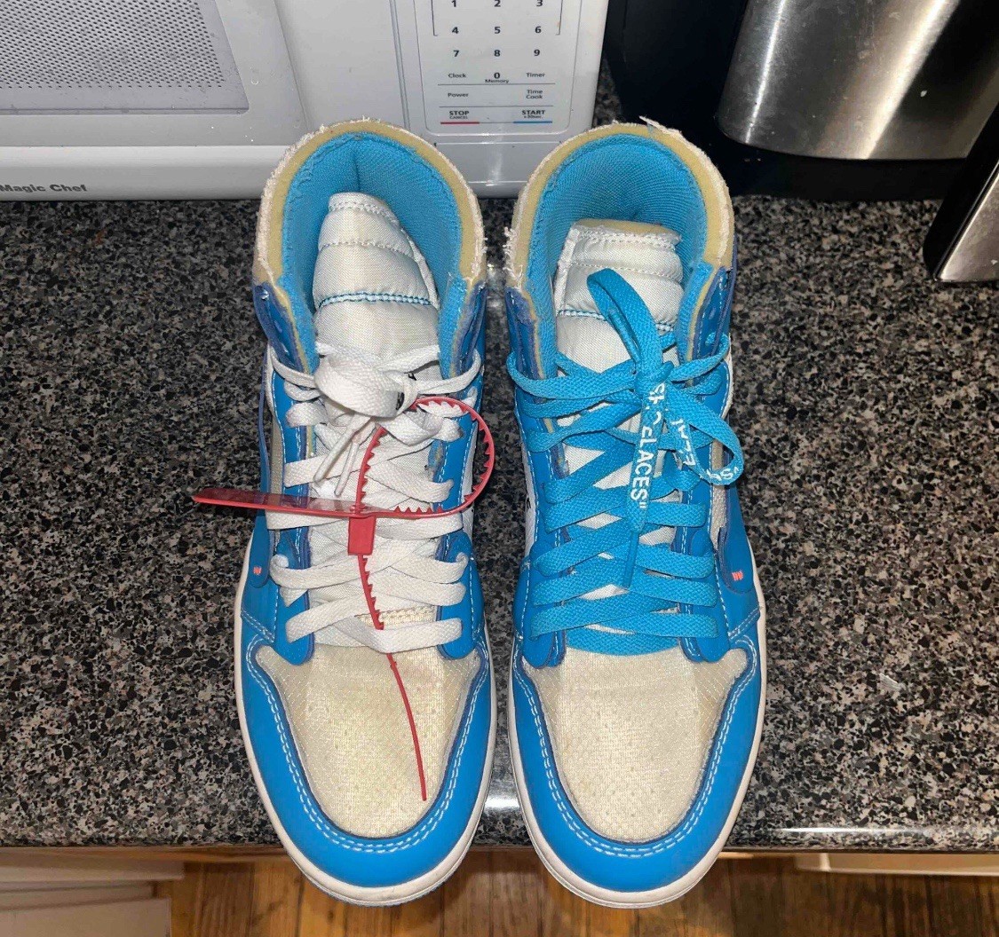 jordan air jordan 1 off white unc blue white high top sneaker men's aq0818 148 jordan air jordan 1 off white unc blue white high top sneaker men's aq0818 148