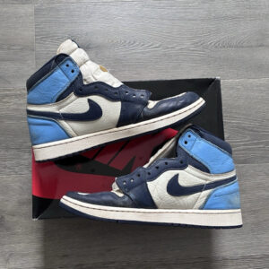 jordan air jordan 1 retro high og obsidian unc blue white leather 555088 140