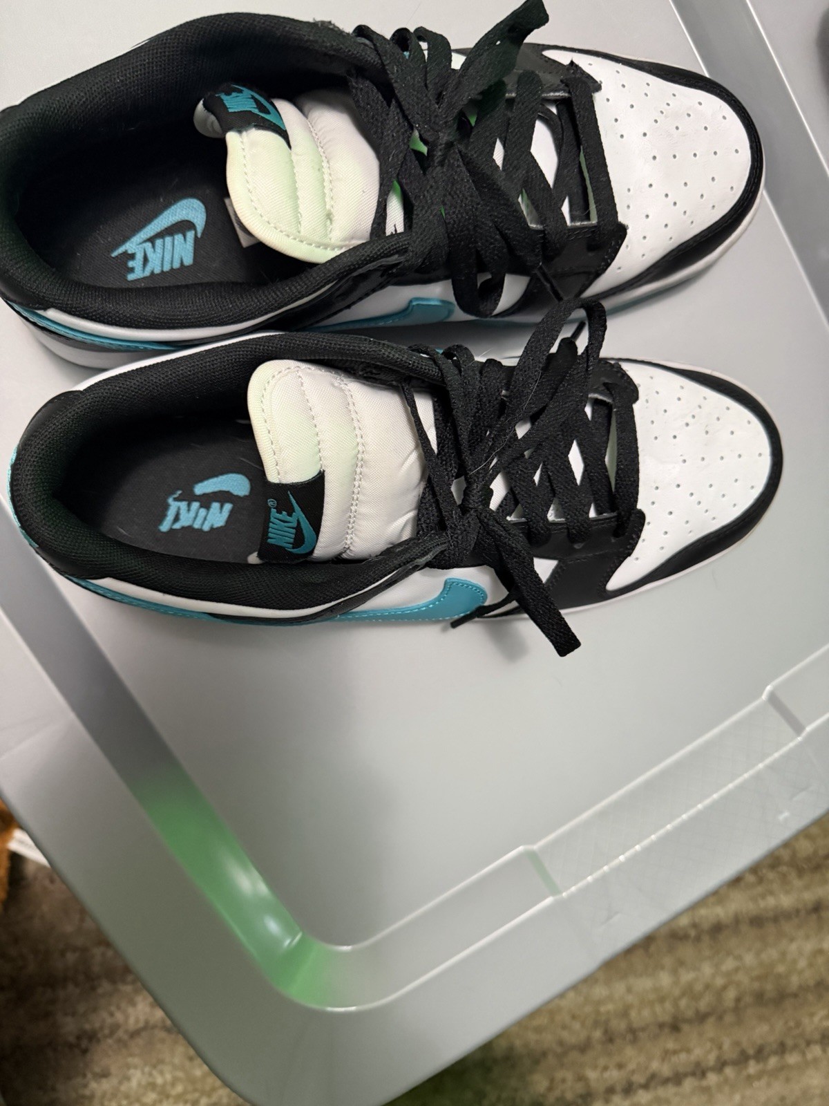 men nike dunk low black/teal/white men nike dunk low black/teal/white