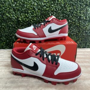 men's size 12 nike air jordan 1 low 'chicago red' baseball cleats cj8524 611