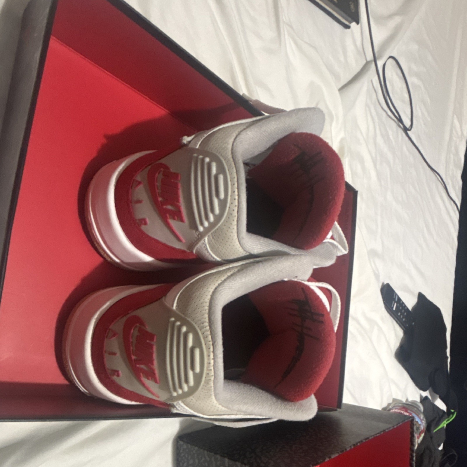 nike air jordan 3 retro white red leather sneakers w/ extra laces & swoosh patc… nike air jordan 3 retro white red leather sneakers w/ extra laces & swoosh patc…