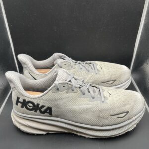 size 12.5 d men’s hoka one one clifton 9 1127895 hmbc gray athletic shoes
