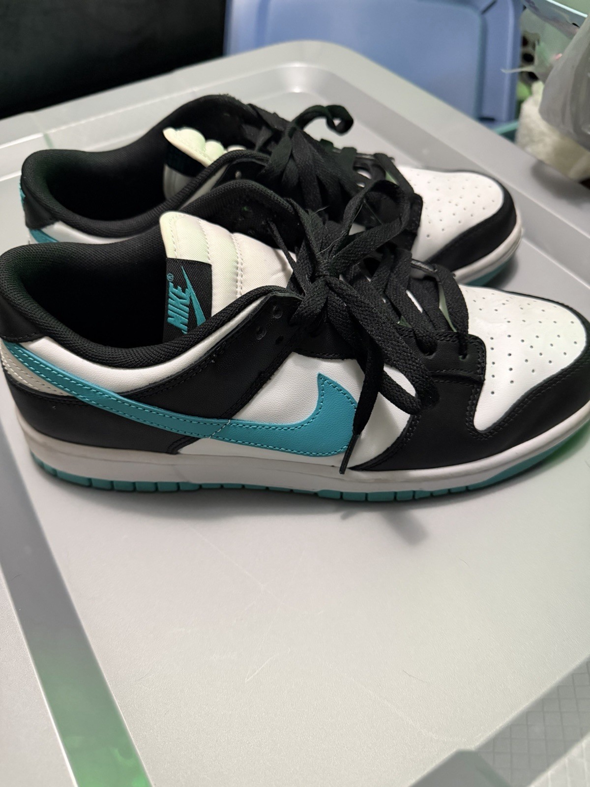 men nike dunk low black/teal/white men nike dunk low black/teal/white