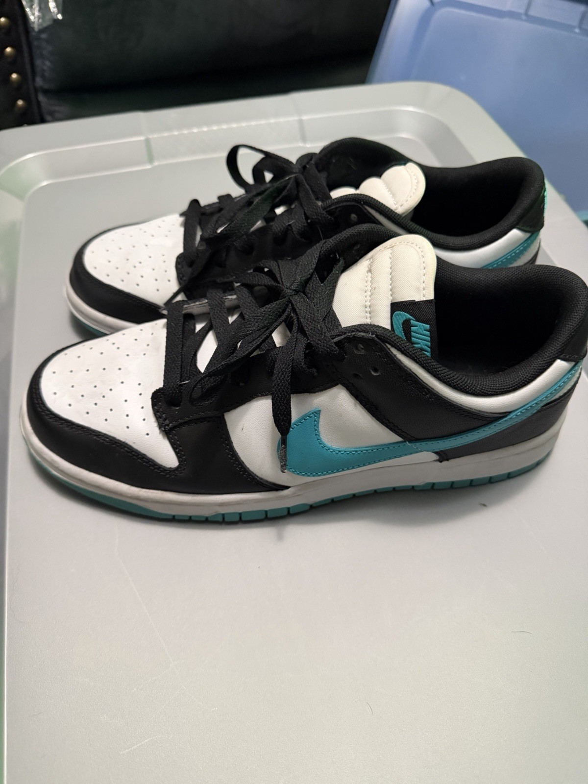 men nike dunk low black/teal/white men nike dunk low black/teal/white
