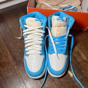nike air jordan 1 men's high top colorblock blue/white lace up sneaker w/ box