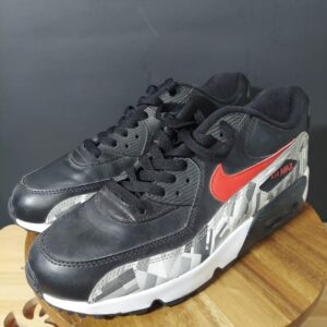 nike air max 90 camouflage black white red grey low top sneakers lace up