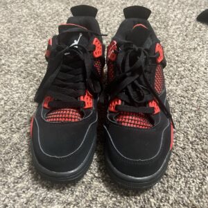 jordan air jordan 4 retro red thunder black red mid top athletic sneakers