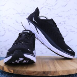 hoka one one clifton 8 black white mesh shoes sneakers 1119393 bwht men's sz 12d