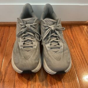 hoka m clifton gray/black logo size 10.5d running shoes