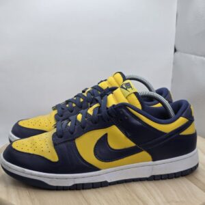mens size 9 nike dunk low michigan 2021 yellow/blue colorblock low top
