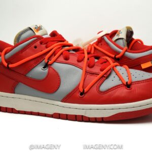 nike dunk low off white used size 9 university red wolf grey ct0856 600