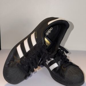 adidas superstar men’s low top lace up sneakers black/white striped ef5398