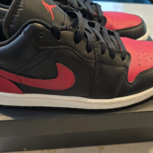 jordan air jordan 1 low bred toe black red men's sneaker 553558 612
