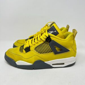 jordan retro 4 lightning sneakers yellow & gray mens size 11.5