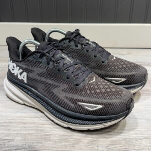 hoka one one clifton 9 black white road running shoes 1127895 bwht mens size 10d