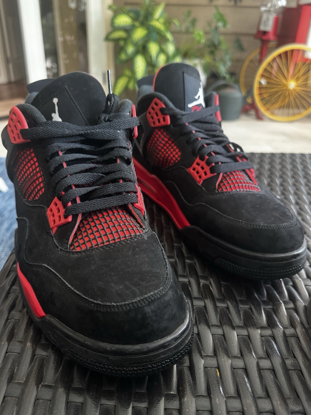 jordan air jordan 4 retro red thunder black/red mid top sneakers ct8527 016 jordan air jordan 4 retro red thunder black/red mid top sneakers ct8527 016