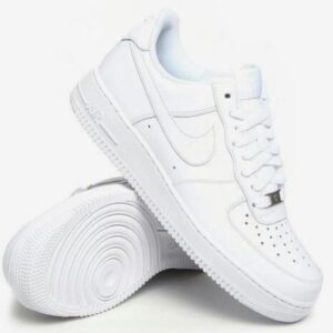 nike air force 1 low top men's white leather lace up sneakers rubber sole