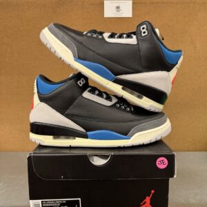 nike air jordan 3 retro blue rare air ib8967 004 black/blue/red/gray/white men's