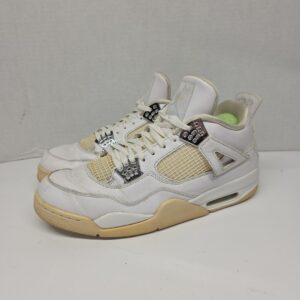 nike air jordan 4 retro pure money white silver men's sz 13. 308497 102