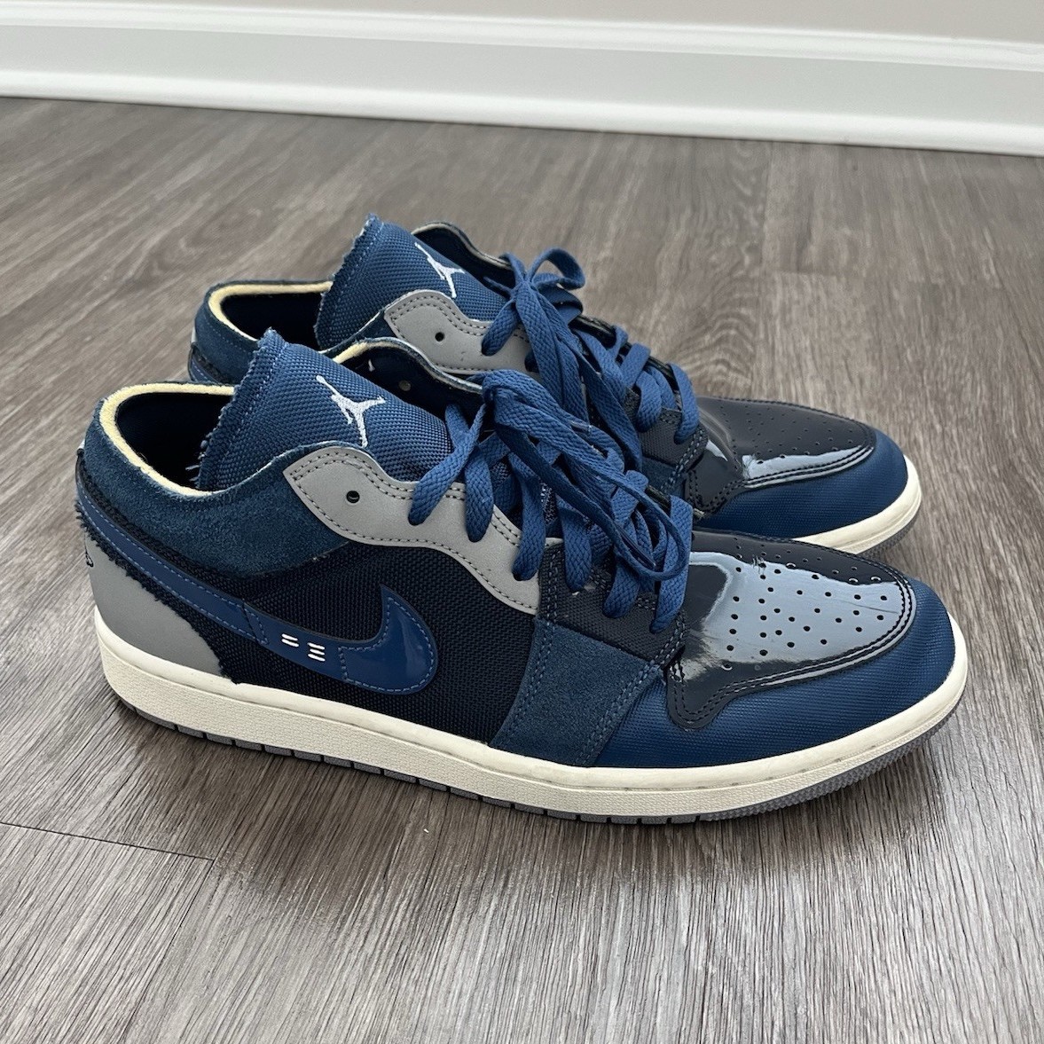 jordan air jordan 1 men’s low top lace up blue/gray colorblock sneakers jordan air jordan 1 men’s low top lace up blue/gray colorblock sneakers