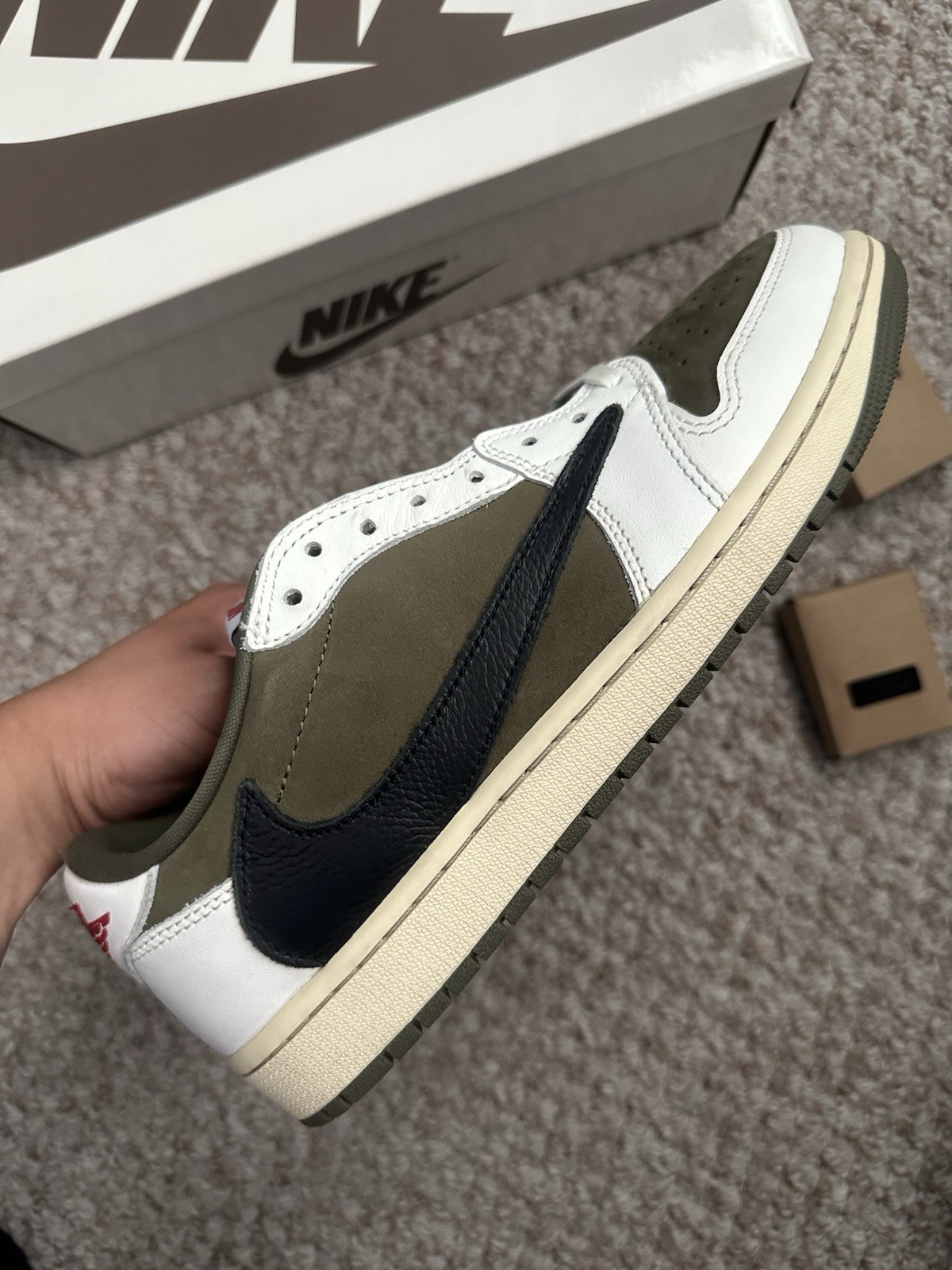 nike jordan 1 og travis scott low “medium olive” size 10.5❤️🔥 (worn 3x) 🧼 nike jordan 1 og travis scott low “medium olive” size 10.5❤️🔥 (worn 3x) 🧼
