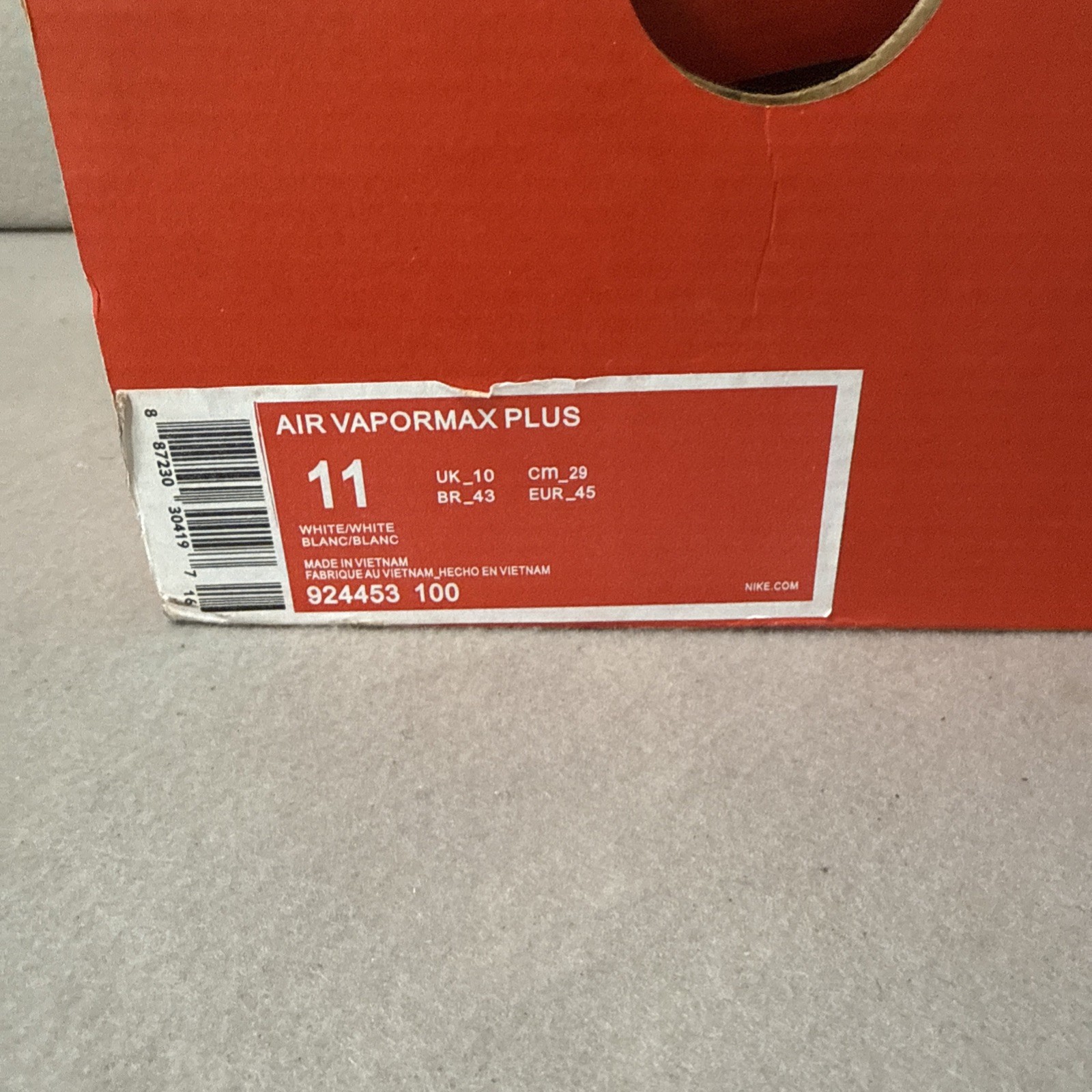 nike air vapormax plus men's sz11 triple white platinum running shoes 924453 100 nike air vapormax plus men's sz11 triple white platinum running shoes 924453 100