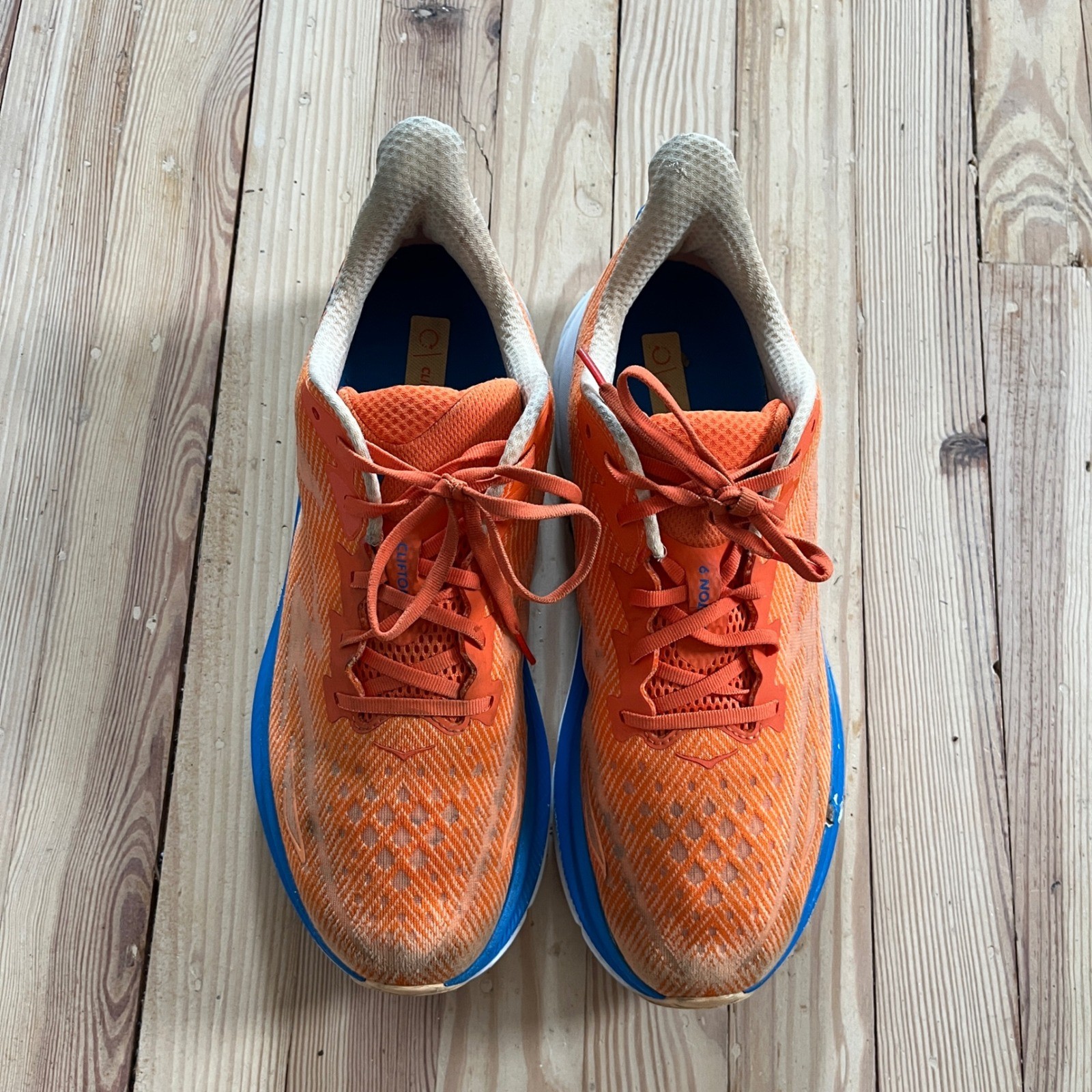 hoka clifton 9 men running shoes orange blue athletic sneaker 1127895 voim sz 13 hoka clifton 9 men running shoes orange blue athletic sneaker 1127895 voim sz 13