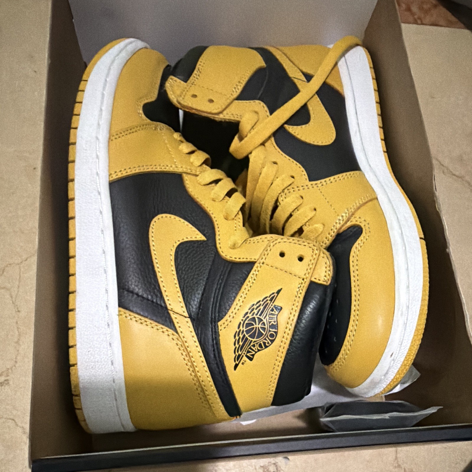 jordan air jordan 1 retro high og pollen high top yellow/black 555088 701 jordan air jordan 1 retro high og pollen high top yellow/black 555088 701