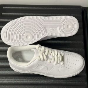 nike air force 1 low top white solid lace up men's athletic casual sneaker