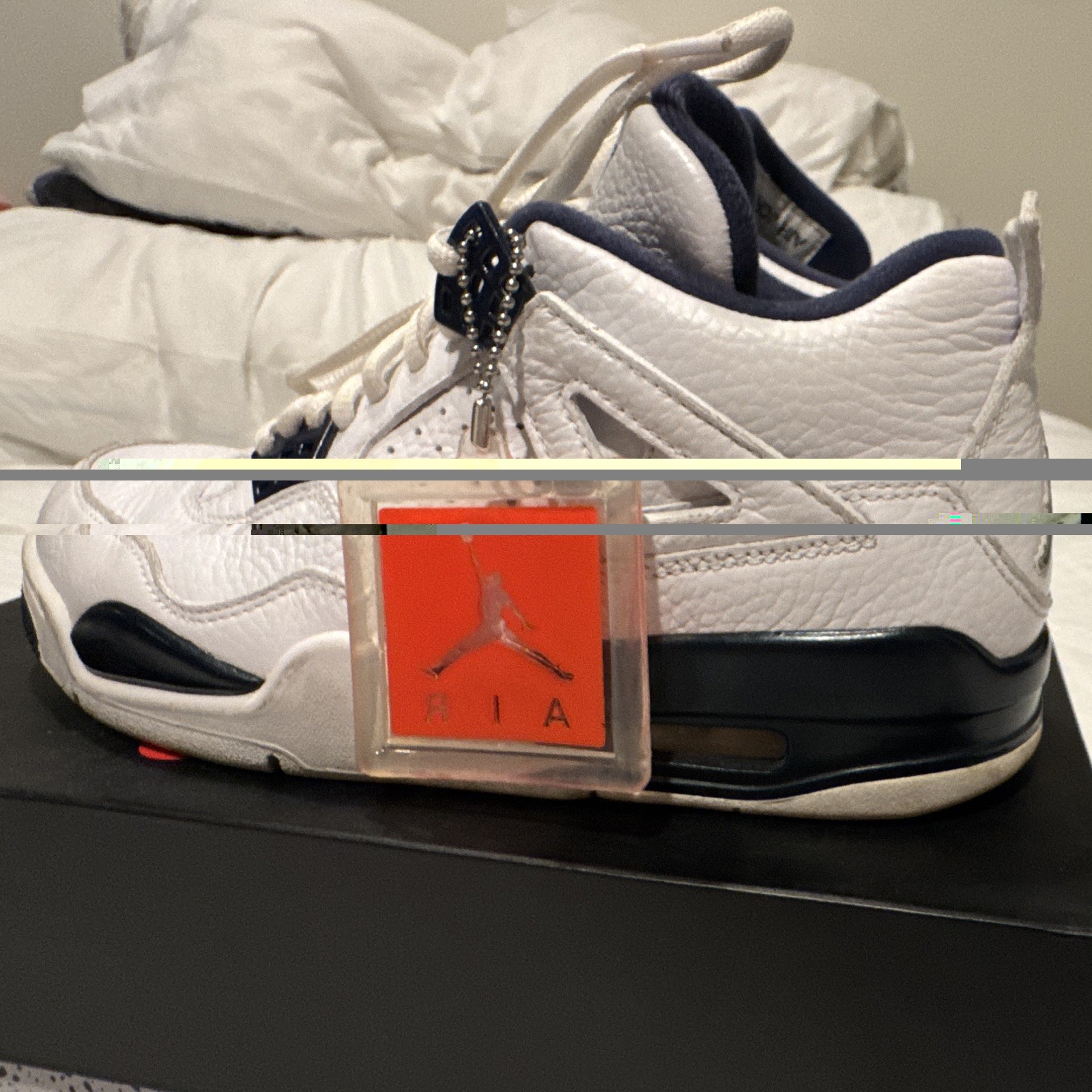 jordan air jordan 4 retro ls columbia white/midnight navy/legend blue 314254 107 jordan air jordan 4 retro ls columbia white/midnight navy/legend blue 314254 107