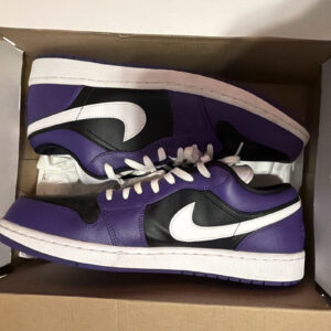 jordan air jordan 1 low men’s sneakers court purple/black/white 553558 501