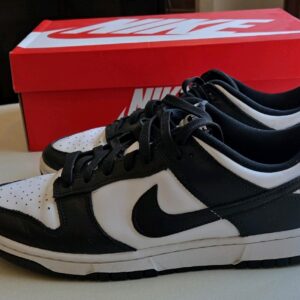 men’s nike size 9.5 nike dunk low black white with original box