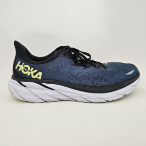 hoka clifton 8 model silhouette men's 11 blue coral vibrant yellow 1119393 bcbt