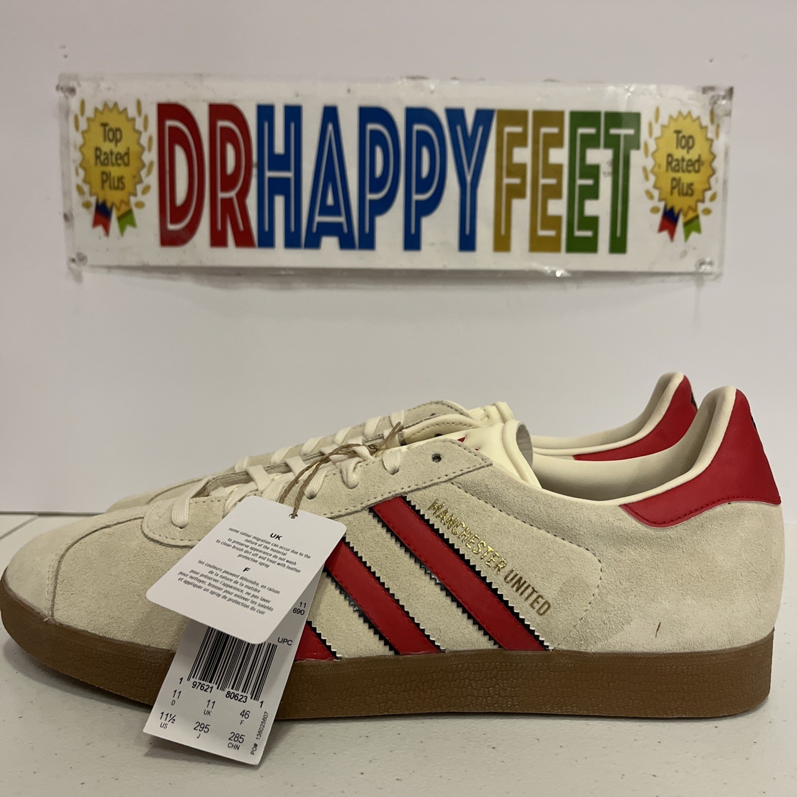 adidas gazelle manchester united men's soccer shoes cream/red/black js3040 new adidas gazelle manchester united men's soccer shoes cream/red/black js3040 new