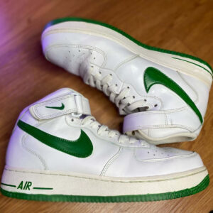 nike air force 1 '07 mid triple white lace up men's leather sneakers